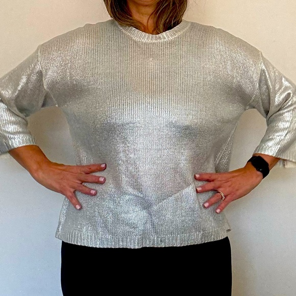 Catherine Malandrino silver 3/4 length sleeve sweater. New with tags. - Picture 1 of 3